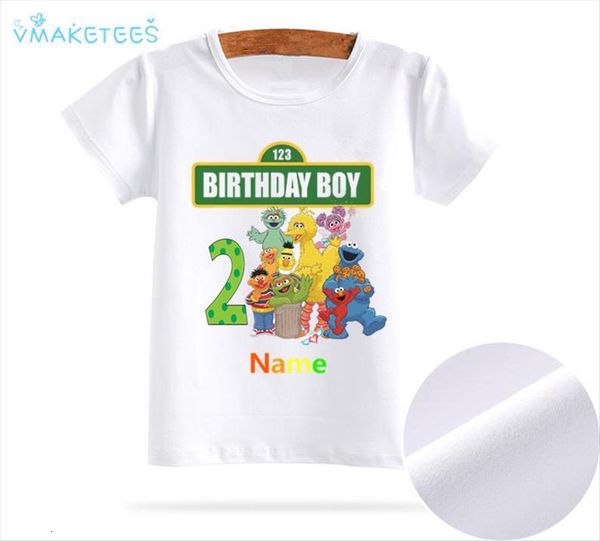 

kid sesame street birthday boy number bow 1 9 t shirt children short sleeve clothing funny cartoon summer tshirt,ooo3084, Blue