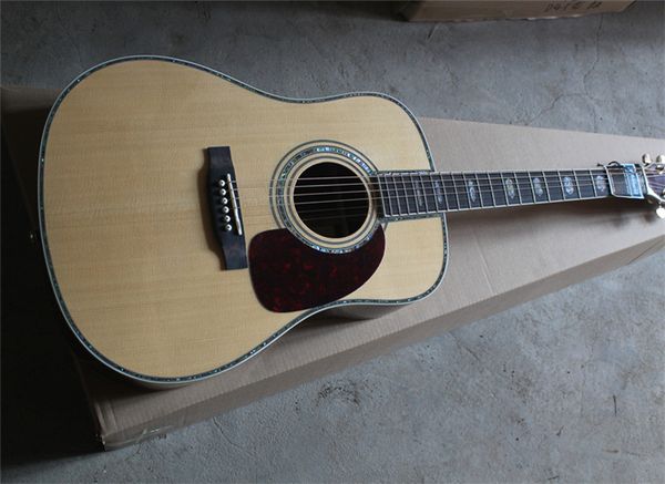 Spruce sólido 41 polegadas clássico D estily burlywood guitarra acústica abalone inlays de jacareiro de jacarovoada pescoço de mogno