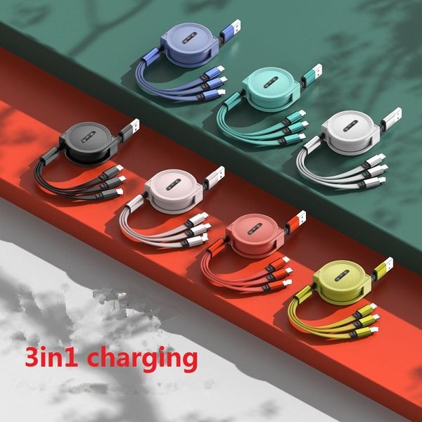 

3 in 1 nylon braided multi usb fast charging cables micro v8 type c cable phones charger for xiaomi samsung android charger cord mobile cell