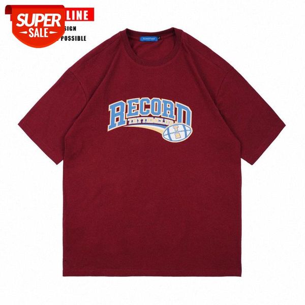 

streetwear men short-sleeved t-shirt and women spring summer hip-hop ins tide loose letter badge printing all-match shirt #mx5p, White;black