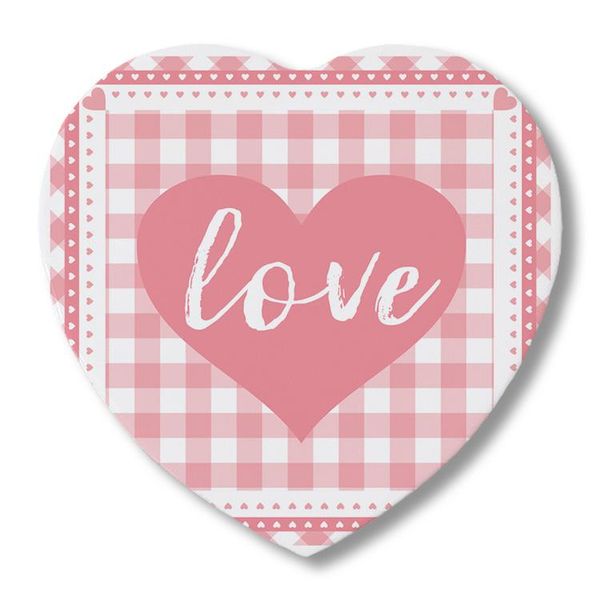 

table runner valentine's day pink grid love heart sweet coasters set ceramic modern party women