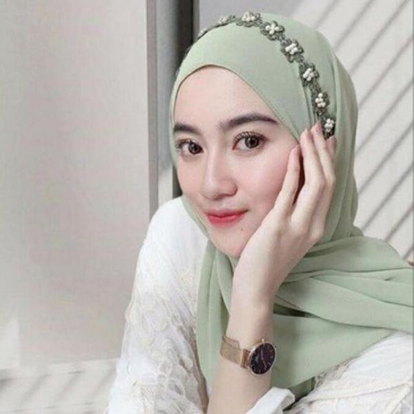 

scarves long plain chiffon hijab women lace hijabs wrap muslim scarf turbanet headscarf 10pc/lot, Blue;gray