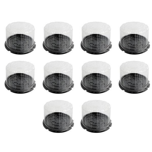 

gift wrap 10pcs cake packing boxes wrapping cases transparent dessert (black)