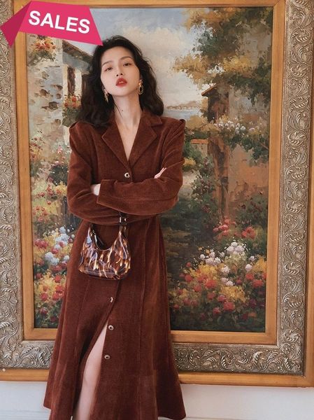 

wine 2021 winter chenille thickened dress waist over knee fishtail skirt belt men's jackets, Black;brown