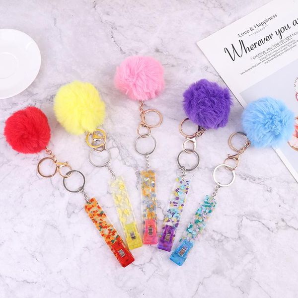 

keychains wholesale debit grabber keychain custom love puff ball atm card plastic clip for long nails, Silver