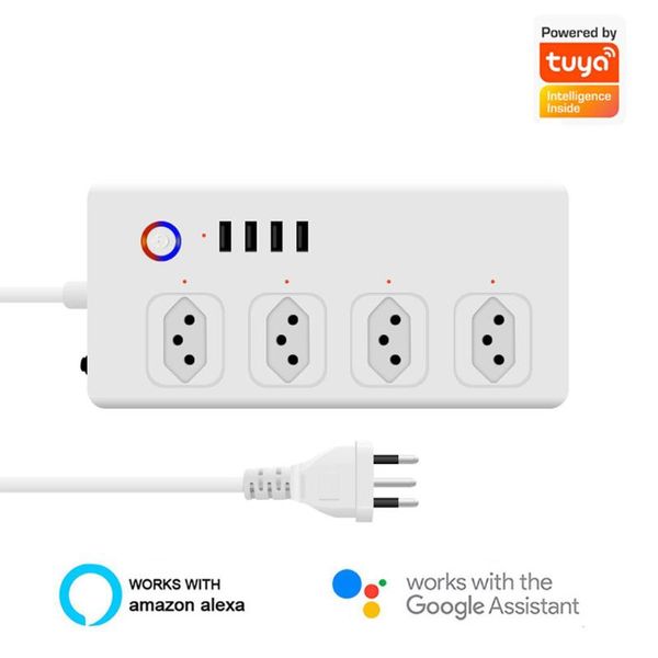 

brazil wifi smart power strip with 4 outlets 4usb ports ,1.4m extension cord voice works alexa, google home plugs