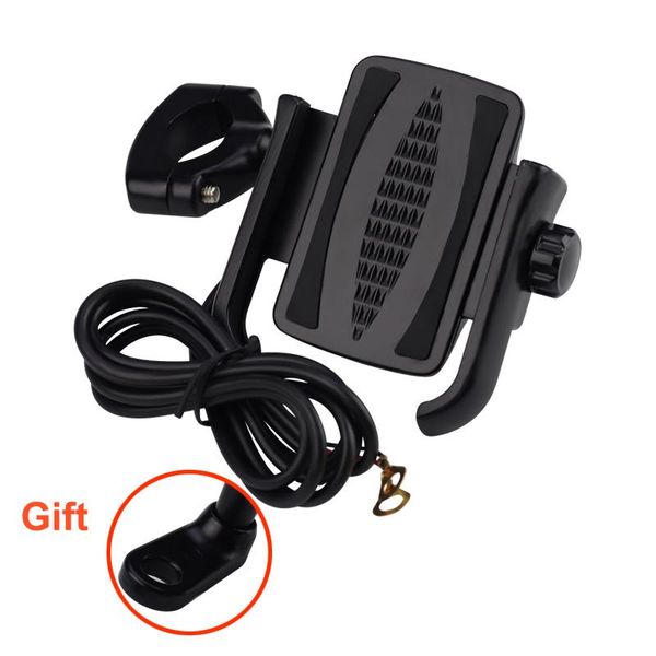

cell phone mounts & holders aluminum motorcycle bicycle holder with usb charger adjustable handlebar mirror 4-6.8 inch support mount