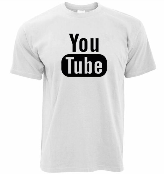 

men's t-shirts 2021 summer funny male t-shirt youtube printed cotton men you tube t shirt women brand tees, White;black