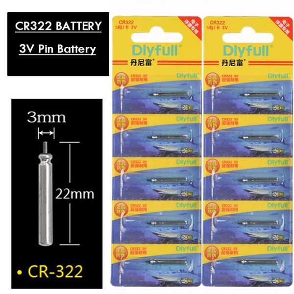 

fishing accessories 10pcs/lot cr322 batteries float electric 3v night light lithium pin cells tools tackles