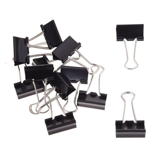 

filing supplies 12 pcs office files documents metal black binder clips 25mm width