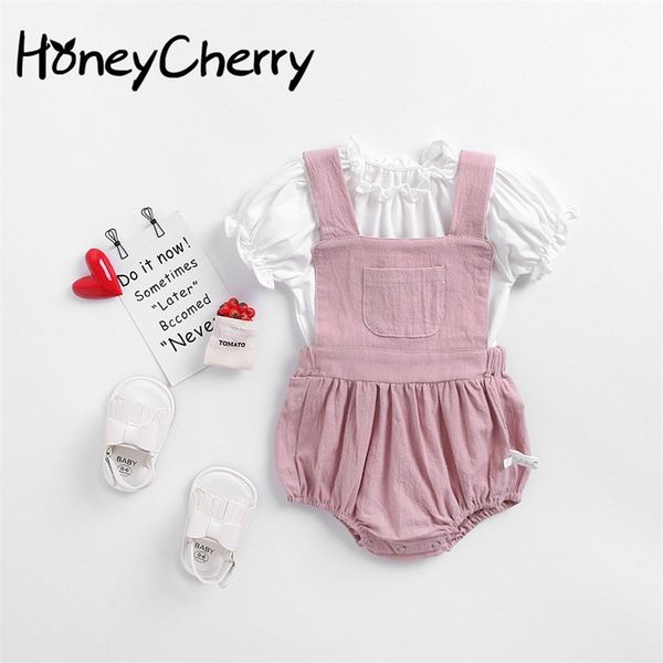

summer baby girl set triangle jacket + t-shirt set for s and babies born clothes cute sets 210702, White