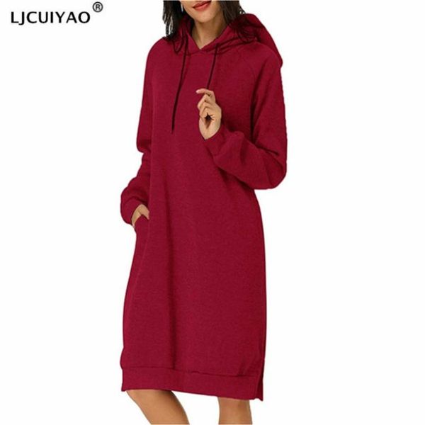 Maxi abito da donna taglie forti primaverili Felpa con cappuccio autunnale Felpe con cappuccio a maniche lunghe invernali Abiti pullover Abiti casual