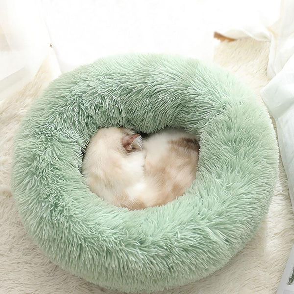 

round long plush dog bed house mat kennel sleeping bag super soft pet puppy cushion basket products sofa cat beds & furniture