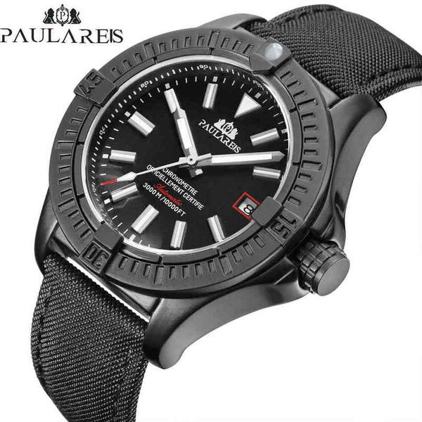 

mechanical men automatic self wind black bird canvas style real blue leather date luminous luxury clock, Slivery;brown