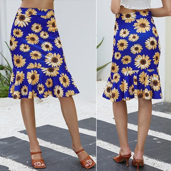 

women's slim fit fishtail skirt blue skirts, Black