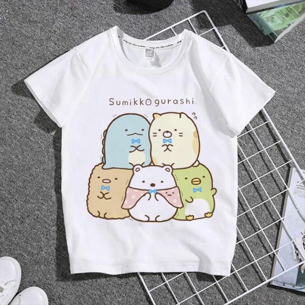 

anime sumikko print white kid t shirt children japan comic manga sumikkogurashi summer little baby clothes,drop ship, Blue