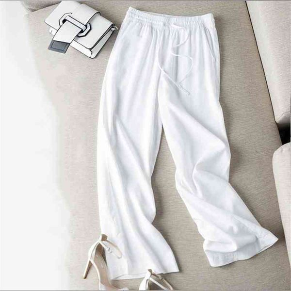 

loose large size wide leg pants women casual straight cotton linen pants trousers women streetwear high waisted q1680, Black;white