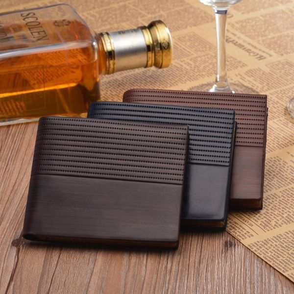 

wallets vintage men's wallet leather men card holder short slim male coin purse for father's day gift1, Red;black