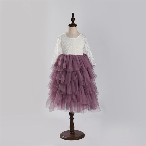 

spring and autumn girl princess gauze children's dress cake skirt, Red;yellow