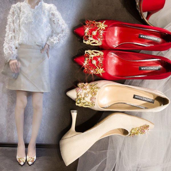 

dress shoes heels for women chinese style applique wedding bride pumps stilettos pointed toe slip-on, Black