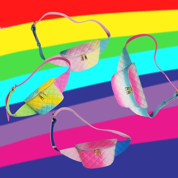 

fashion woman waist pack pvc jelly rainbow fannypack high-quality wallet bag transparent belly bag lady sports shoulder bag