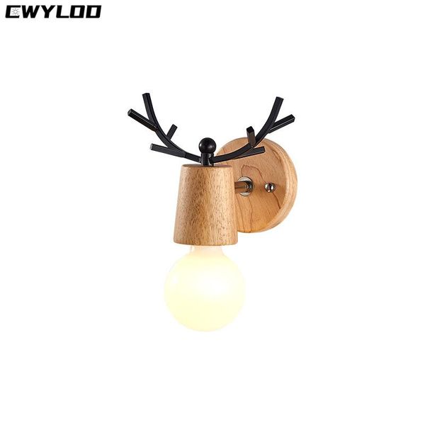 

wall lamp nordic creative modern minimalist living room bedroom bedside macaron wooden antler