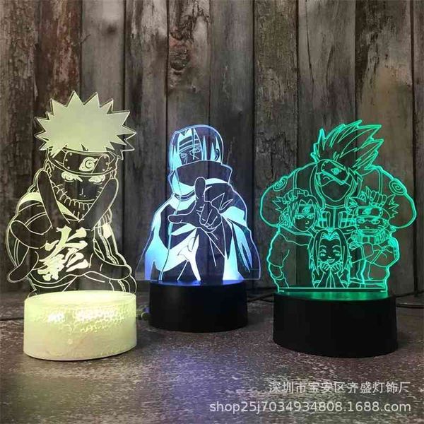 

naruto series 3d small night crack touch remote control usb gift table lamp