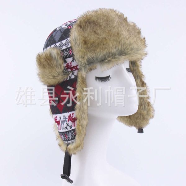 

japanese and korean new lei feng imitation rabbit hair thickened knitted fabric cartoon winter cotton hat, Blue;gray
