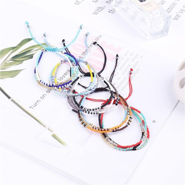

bohemian bracelet anklet adjustable handmade beaded multilayer braided rope bracelets bangle for women girls jewelry, Golden;silver