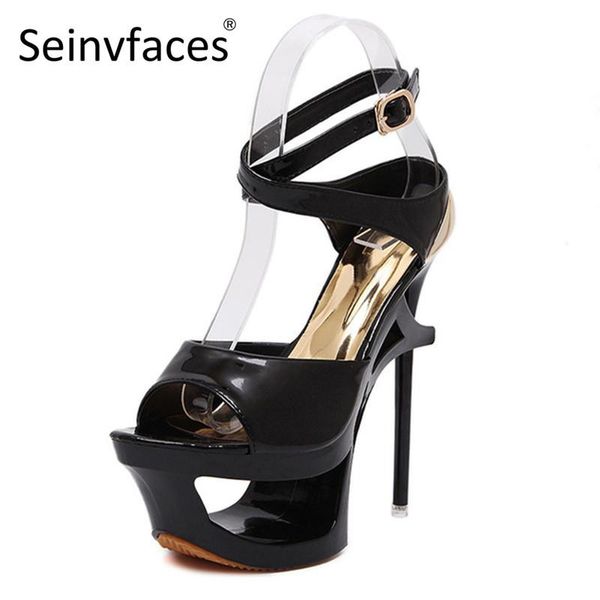 

women summer style rome catwalk pole dance white black peep toe on the platform 16 cm extreme thin high heels sandals f38