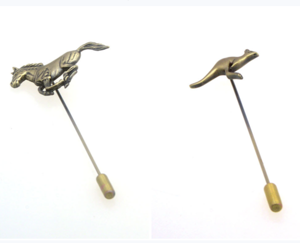 

pins, brooches 10pcs/lot vintage bronze animal kangaroo lapel pins flying horse suit pin men's jewelry wholesale, Gray