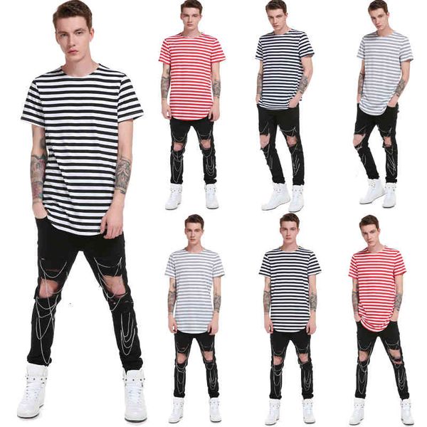 

men's t-shirts fashion summer t-shirt striped casual loose o-neck short sleeves 1c1x, White;black
