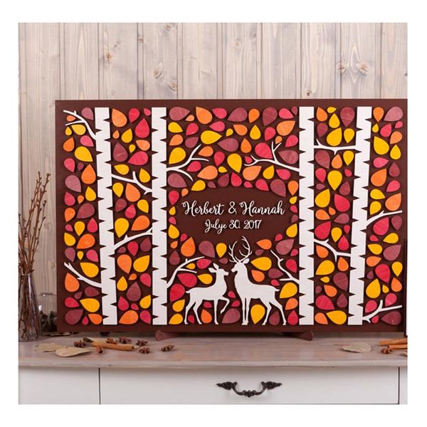 

other event & party supplies grove of birch trees rustic autumn theme wedding guest book,wooden alternative custom 3d book,wood guestbook,we