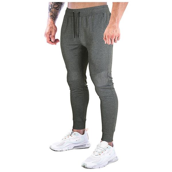 

men's pants comfy solid color sweatpants sportwear joggers drawstring waist pencil skinny fitness sport spodnie dresowe, Black