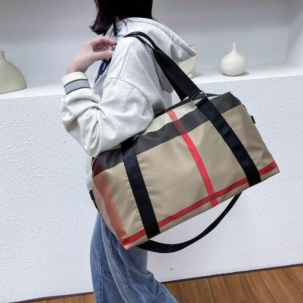 

duffel bags fashion lattice short distance travel bag portable large capacity out luggage dry wet separation sports fitness