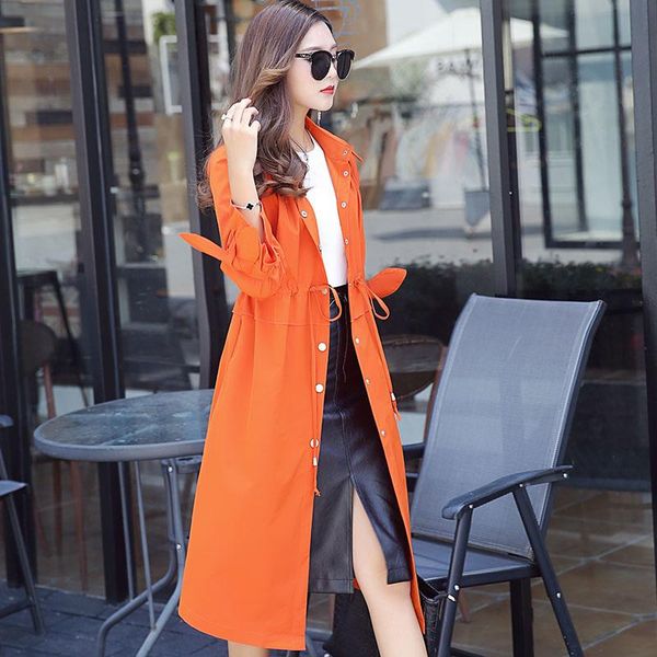

women's trench coats 2021 spring style fashion trend coat casual full sleeve solid color windbreaker slim loose female, Tan;black