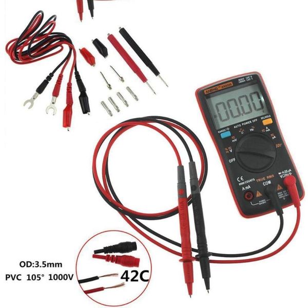 

multimeters an8008 true-rms digital multimeter 9999 counts ammeter voltage ohm meter true rms lcd voltmeter