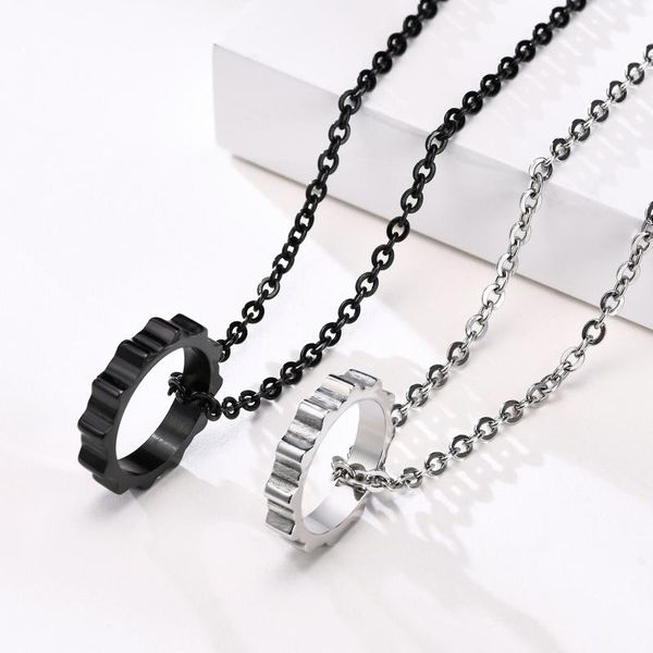 

chains stainless steel gear pendant necklace for men jewelry, Silver