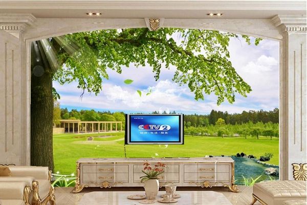 

wallpapers custom papel de parede,beautiful sunshine tree landscape wallpaper, living room tv sofa wall bedroom 3d stereoscopic wallpaper