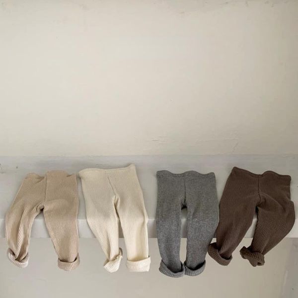 

trousers korean style autumn kids girls boys pants candy color elastic waist plush children fashion clothes, Blue