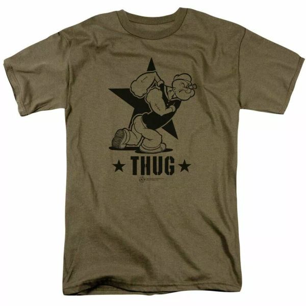 

popeye thug t shirt mens licensed sailor man idw comics tee safari green, White;black