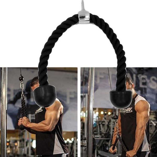 

touw buik crunches kabel pull down zijtakken biceps building fitness spier body training r9y2 resistance bands