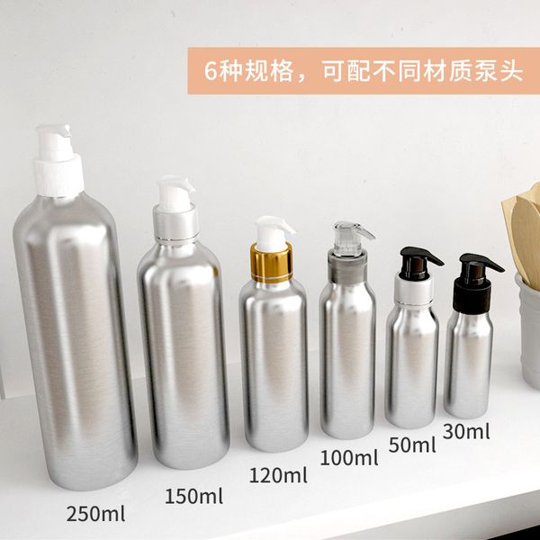 Pompa per flacone spray in metallo di alluminio da 30 ml 50 ml 100 ml 150 ml con nebulizzazione Bottiglie riutilizzabili spray Tappo in PP