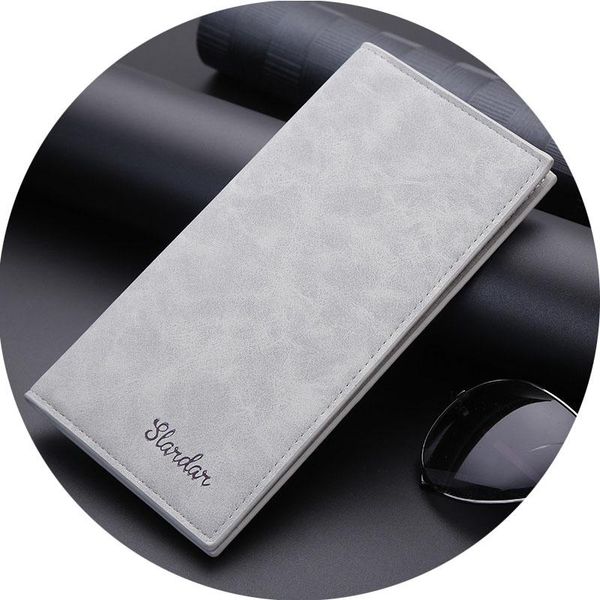 

men's wallet retro ultra-thin pu leather business card holder high-quality long portable open multi-card wallets, Red;black