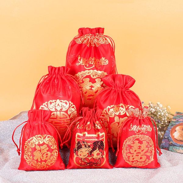 

gift wrap year lucky bag drawstring jewelry bags for wedding packaging pouch multi size candy storage spring festival decor