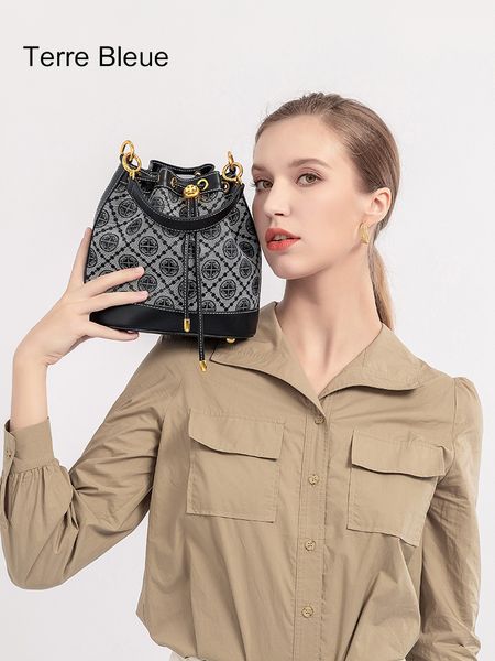 

women's bag and winter luxury jacquard large capacity drawstring bucket bag purse