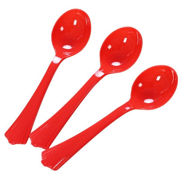 

spoons 20pcs wedding creative festive red soup spoon tableware disposable cutlery party for home restaurant