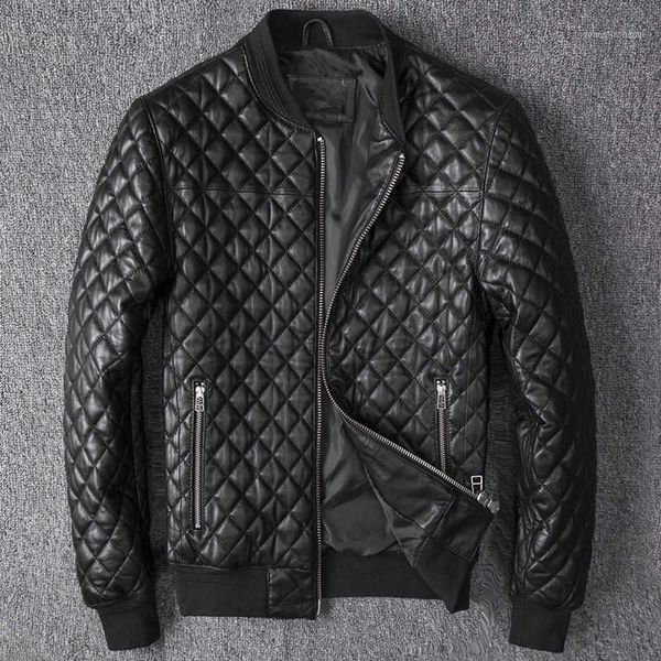

men's leather & faux autumn spring 2021 genuine jackets chic men stand collar biker s-4xl size b402, Black