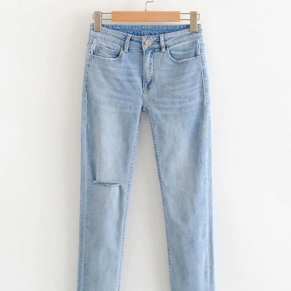 

fashion women hy63-8670 european and american fashionable furry jeans women's, Blue