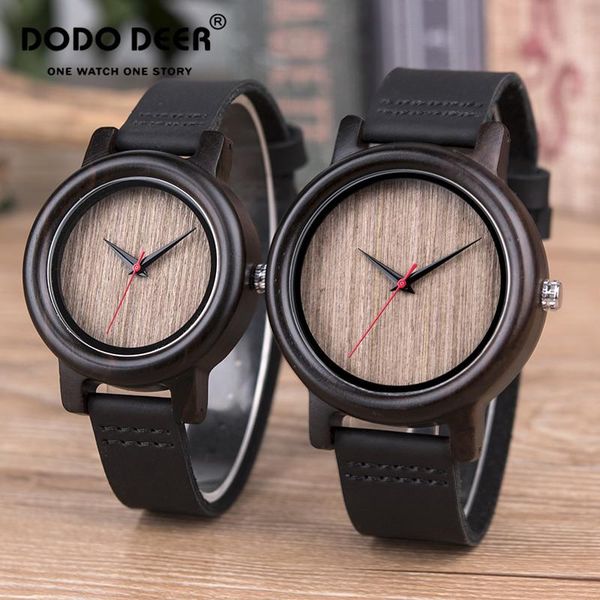 

wristwatches dodo deer men's women's wood watch classic wooden black belt brand couple quartz sports gift for lovers drop, Slivery;brown
